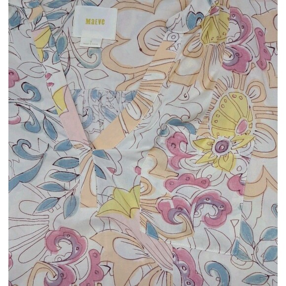 Anthropologie Maeve Laiken Top Women's 6 Popover Pastel Colorful Floral Flowy - Picture 7 of 10